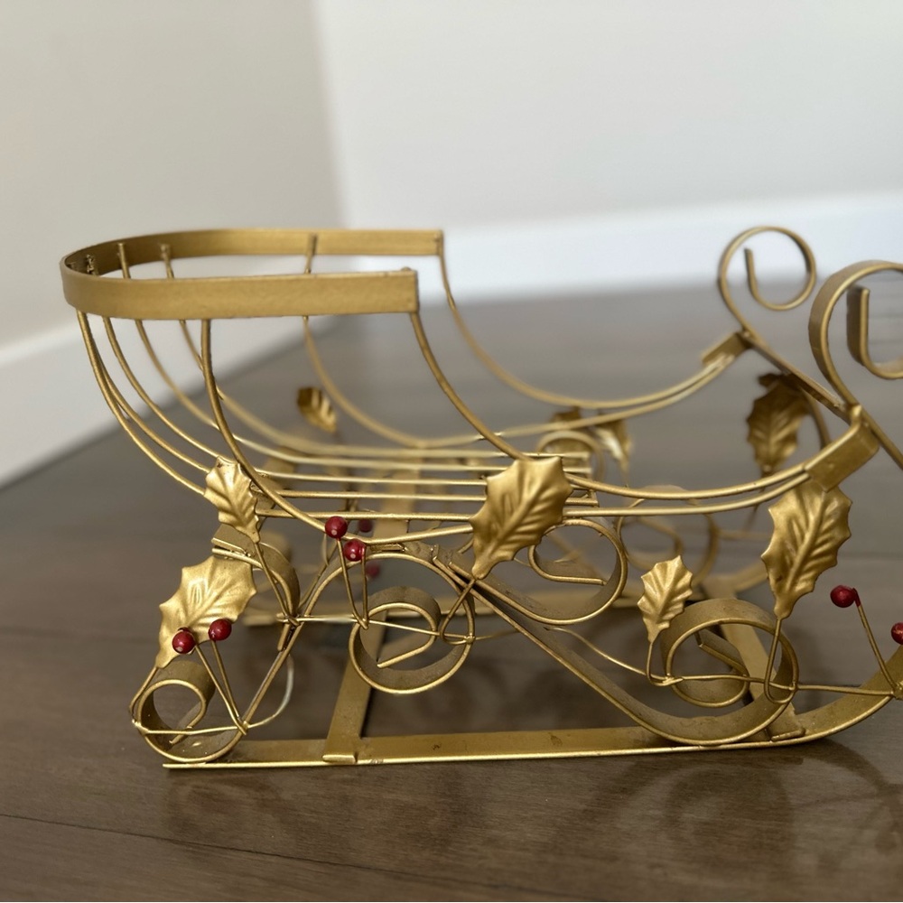 Metal gold Christmas sleigh Christmas decoration 🎄